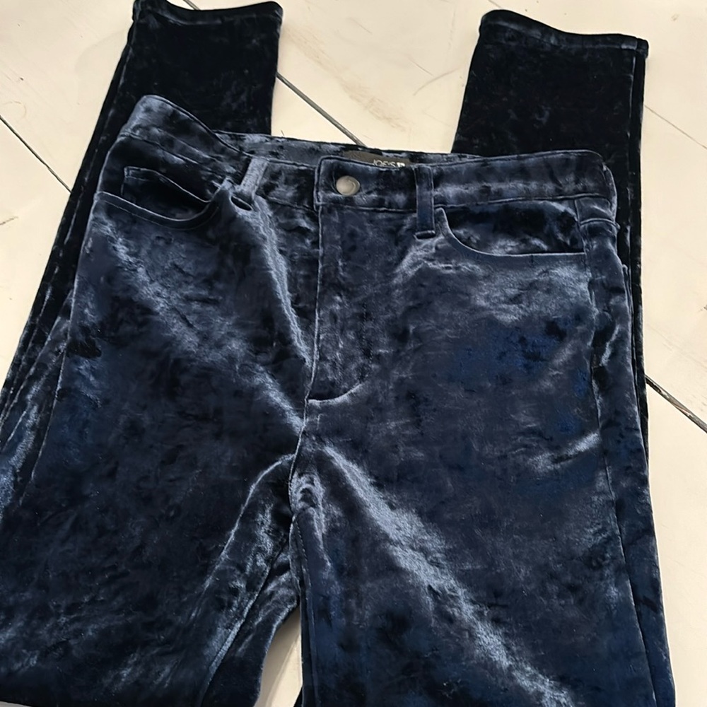 Joes High Rise skinny blue velvet looking jeans